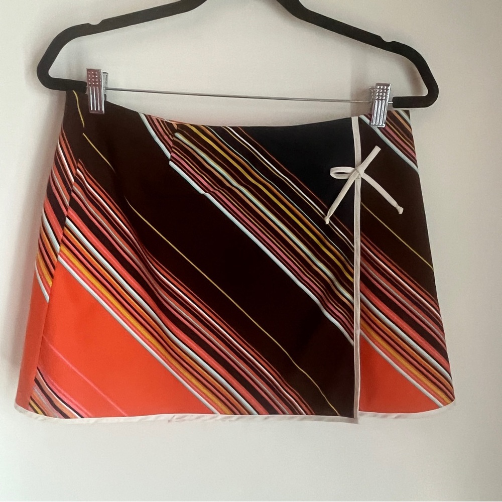 TrinaTurk Retro Look Striped Mini Skirt Multi-Color Stretch Cotton Size 8